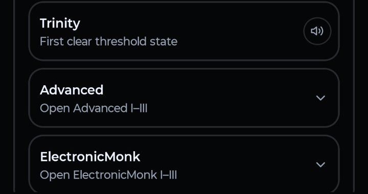The stage ladder: Trinity, Advanced I-III, ElectronicMonk I-III